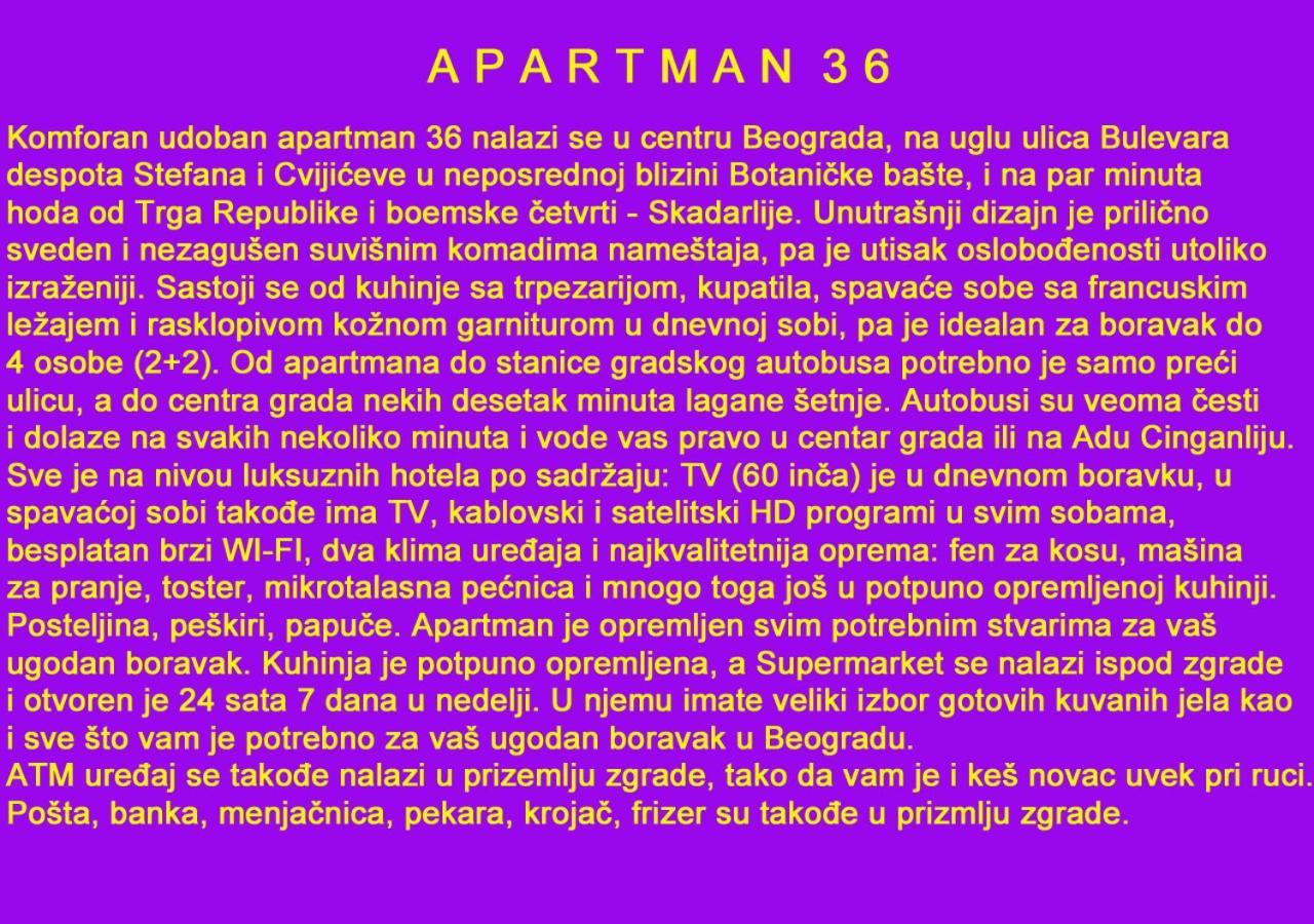 Apartment 36 Beograd Bagian luar foto